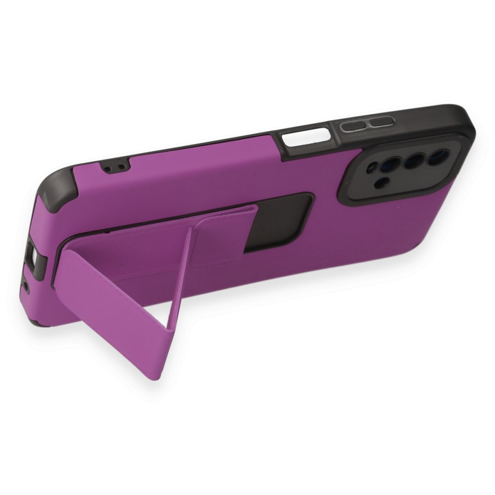 Newface Xiaomi Redmi 9T Kılıf Mega Standlı Silikon - Mor