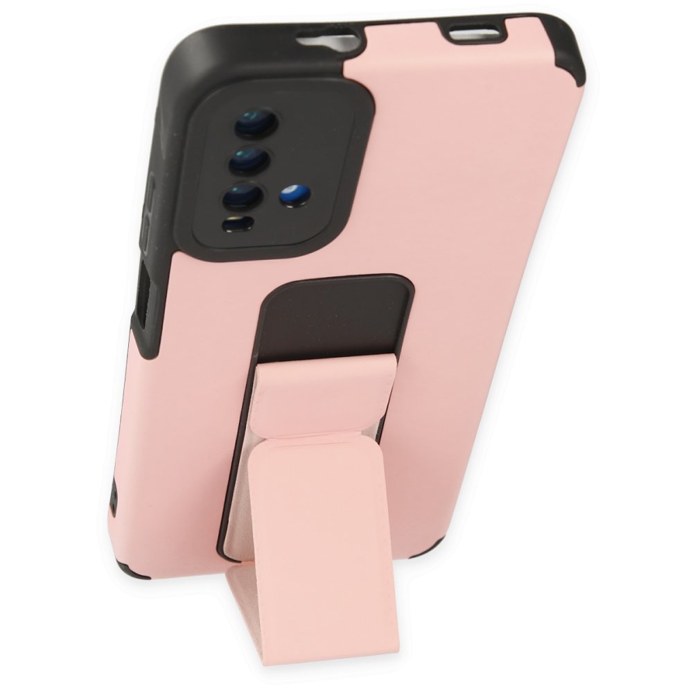 Newface Xiaomi Redmi 9T Kılıf Mega Standlı Silikon - Pudra