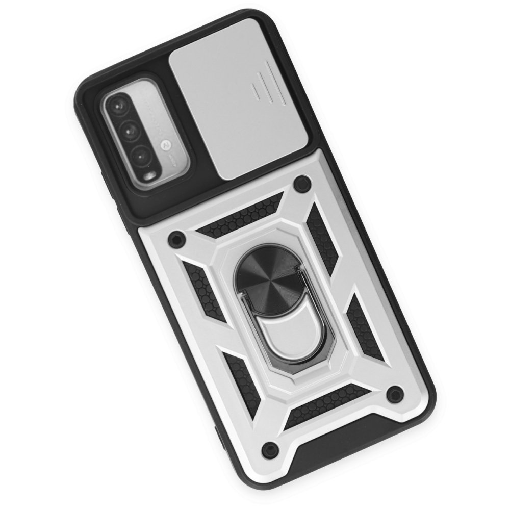 Newface Xiaomi Redmi 9T Kılıf Pars Lens Yüzüklü Silikon - Gümüş