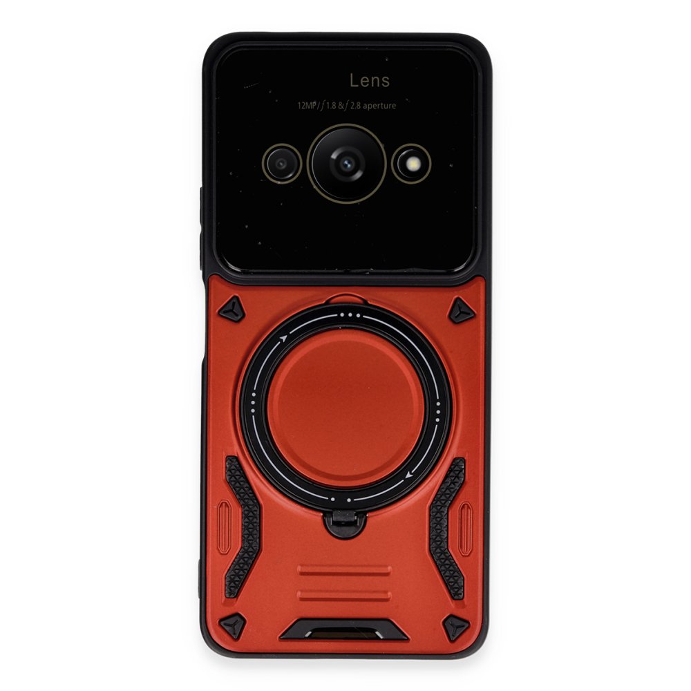 Newface Xiaomi Redmi A3 4G Kılıf Joy Lens Standlı Kapak - Kırmızı