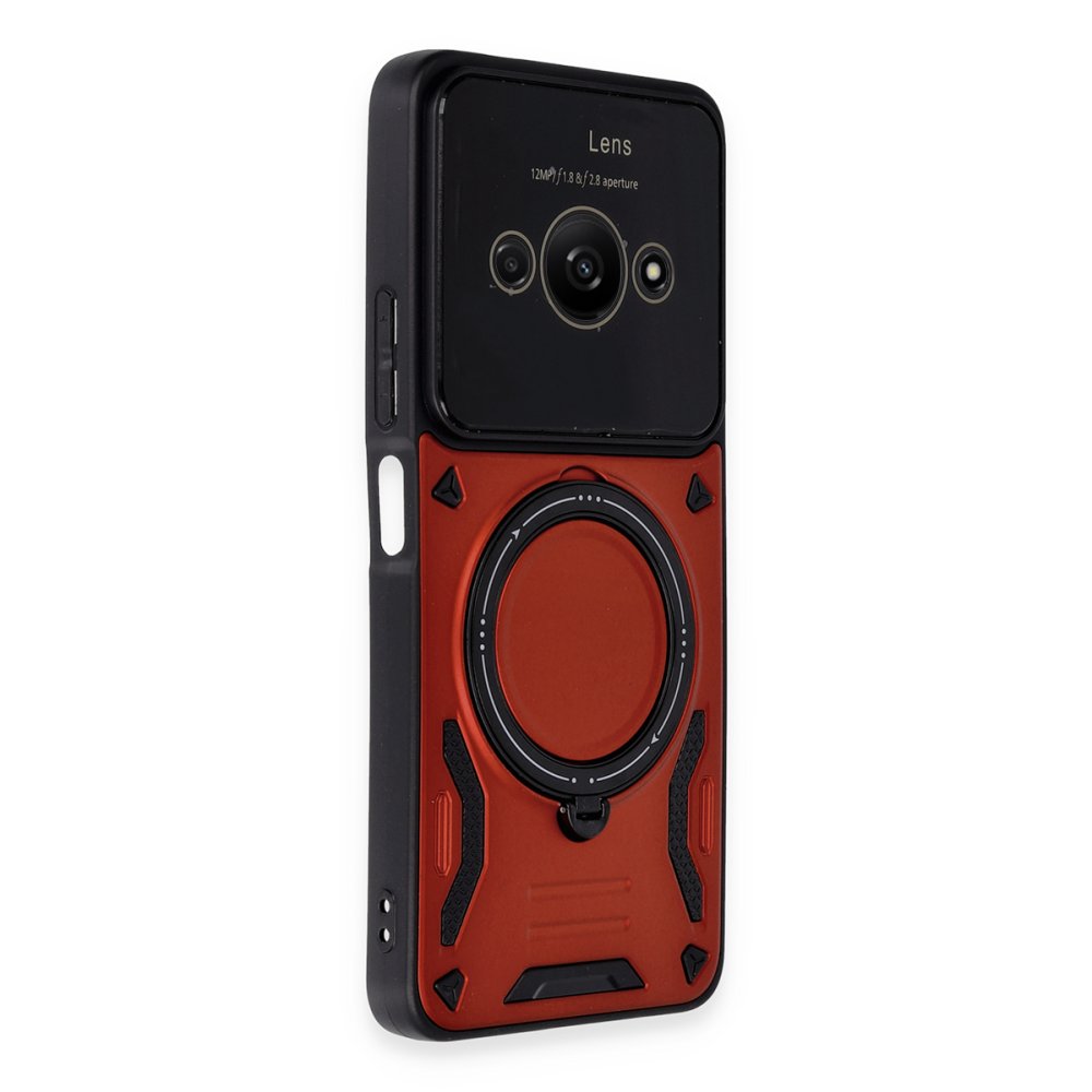 Newface Xiaomi Redmi A3 4G Kılıf Joy Lens Standlı Kapak - Kırmızı
