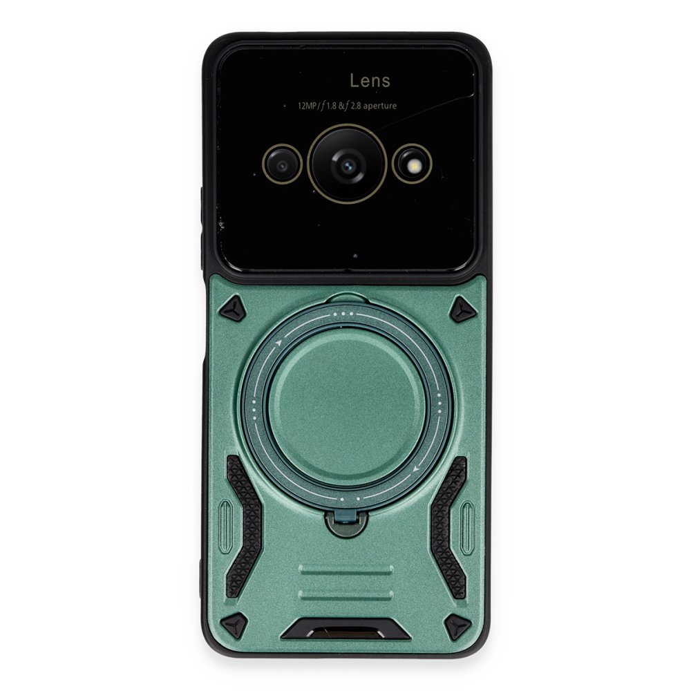 Newface Xiaomi Redmi A3 4G Kılıf Joy Lens Standlı Kapak - Koyu Yeşil