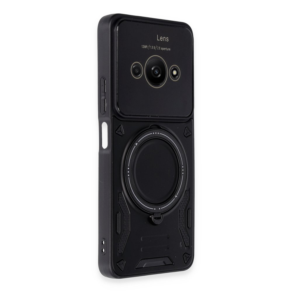 Newface Xiaomi Redmi A3 4G Kılıf Joy Lens Standlı Kapak - Siyah