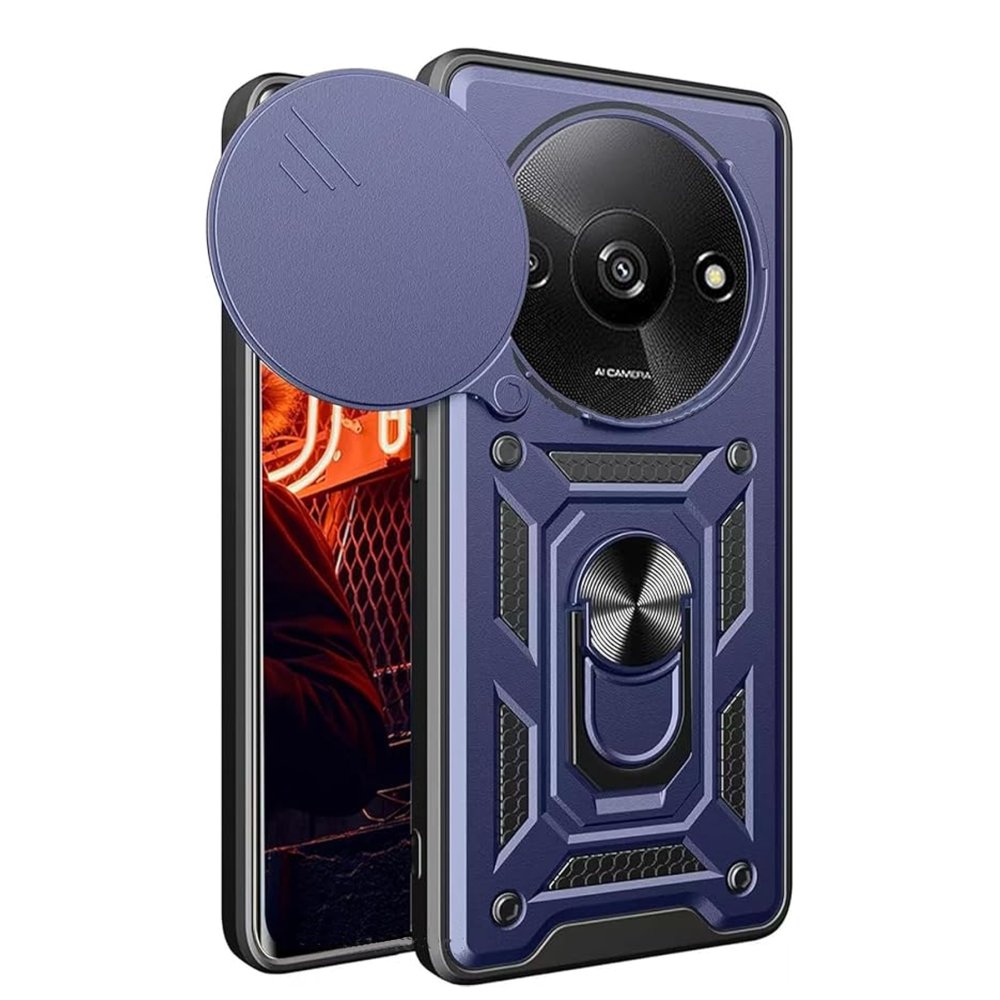 Newface Xiaomi Redmi A3 4G Kılıf Pars Lens Yüzüklü Silikon - Lacivert