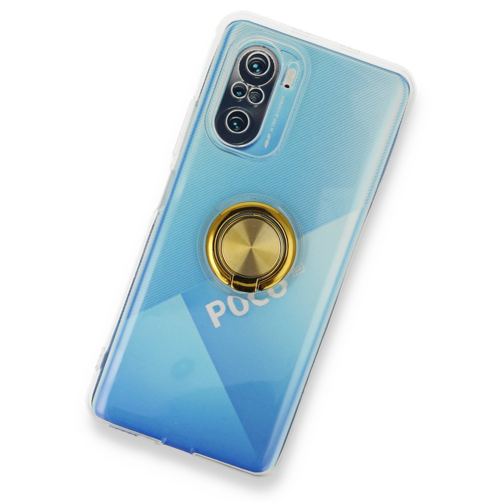 Newface Xiaomi Redmi K40 Kılıf Gros Yüzüklü Silikon - Gold