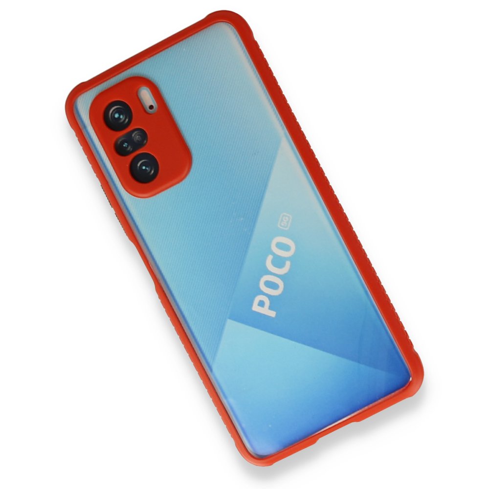 Newface Xiaomi Redmi K40 Kılıf Miami Şeffaf Silikon - Kırmızı