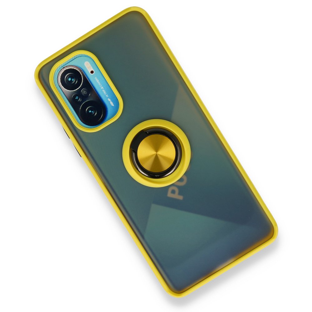 Newface Xiaomi Redmi K40 Kılıf Montreal Yüzüklü Silikon Kapak - Sarı