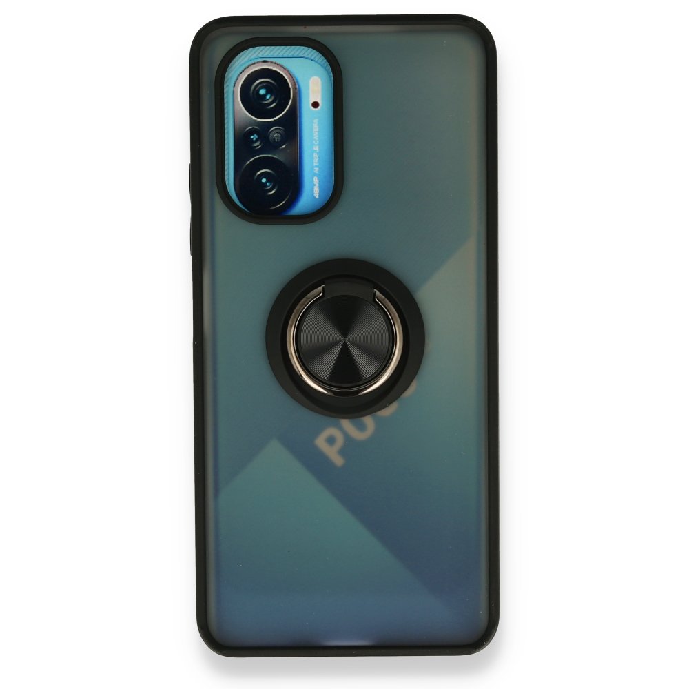 Newface Xiaomi Redmi K40 Kılıf Montreal Yüzüklü Silikon Kapak - Siyah