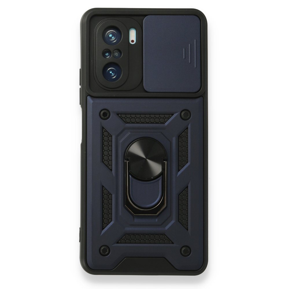 Newface Xiaomi Redmi K40 Kılıf Pars Lens Yüzüklü Silikon - Lacivert