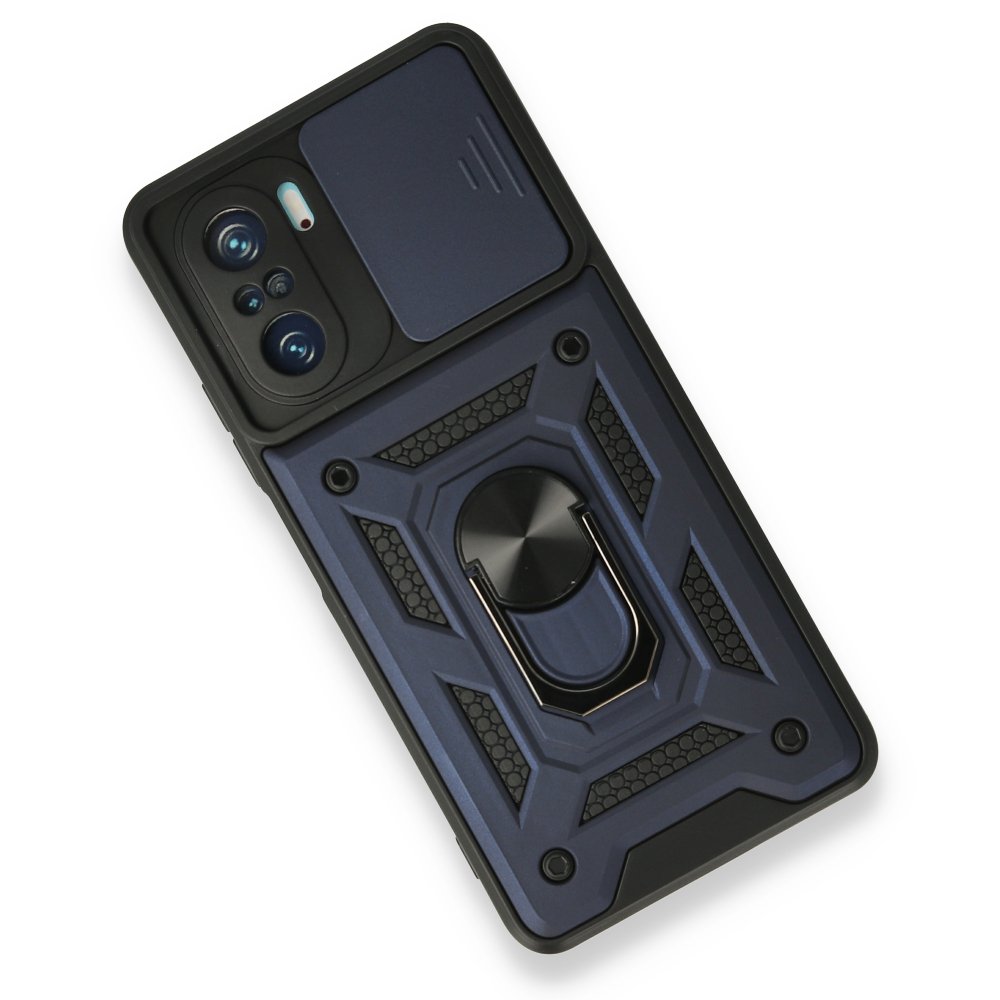 Newface Xiaomi Redmi K40 Kılıf Pars Lens Yüzüklü Silikon - Lacivert