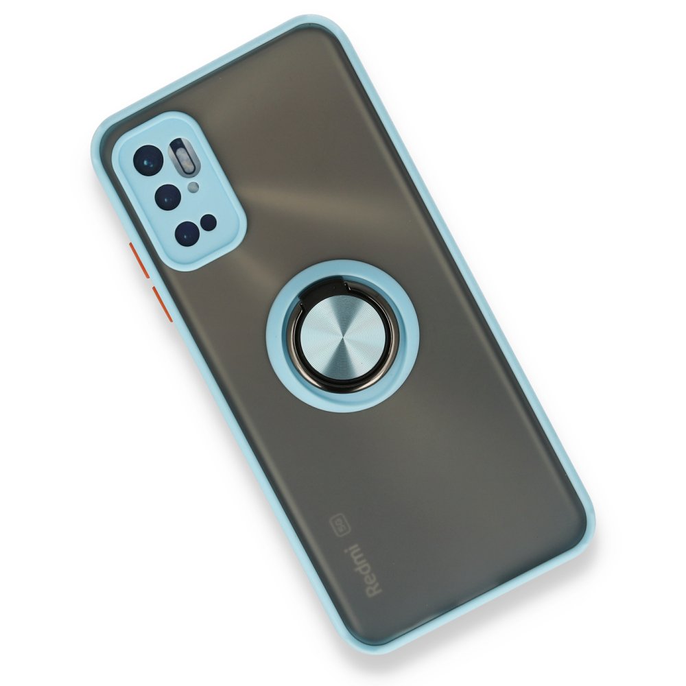 Newface Xiaomi Redmi Note 11 SE Kılıf Montreal Yüzüklü Silikon Kapak - Buz Mavi