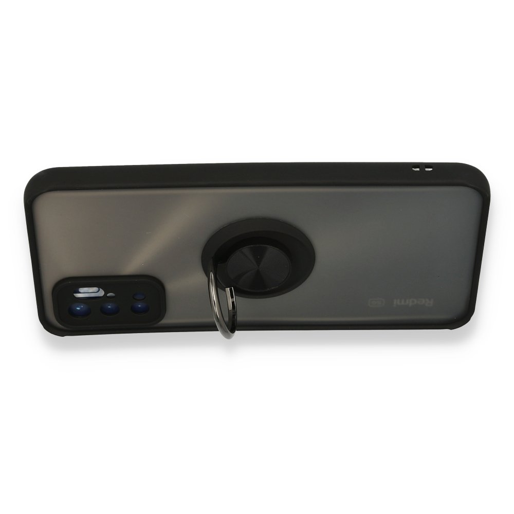 Newface Xiaomi Redmi Note 10 5G Kılıf Montreal Yüzüklü Silikon Kapak - Siyah