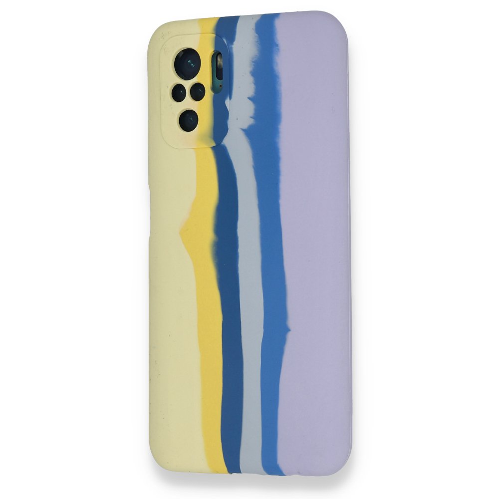 Newface Xiaomi Redmi Note 10 Kılıf Ebruli Lansman Silikon - Sarı-Lila