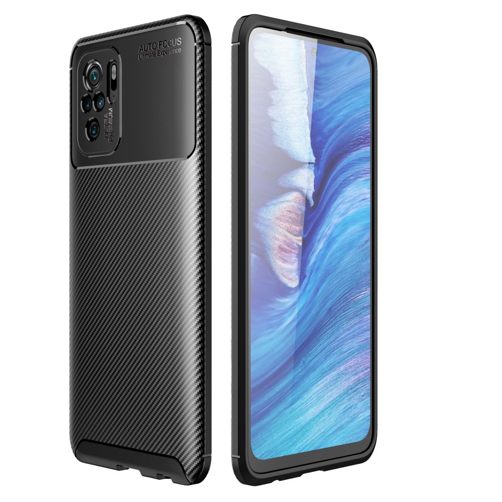 Newface Xiaomi Poco M5s Kılıf Auto Focus Karbon Kapak - Siyah