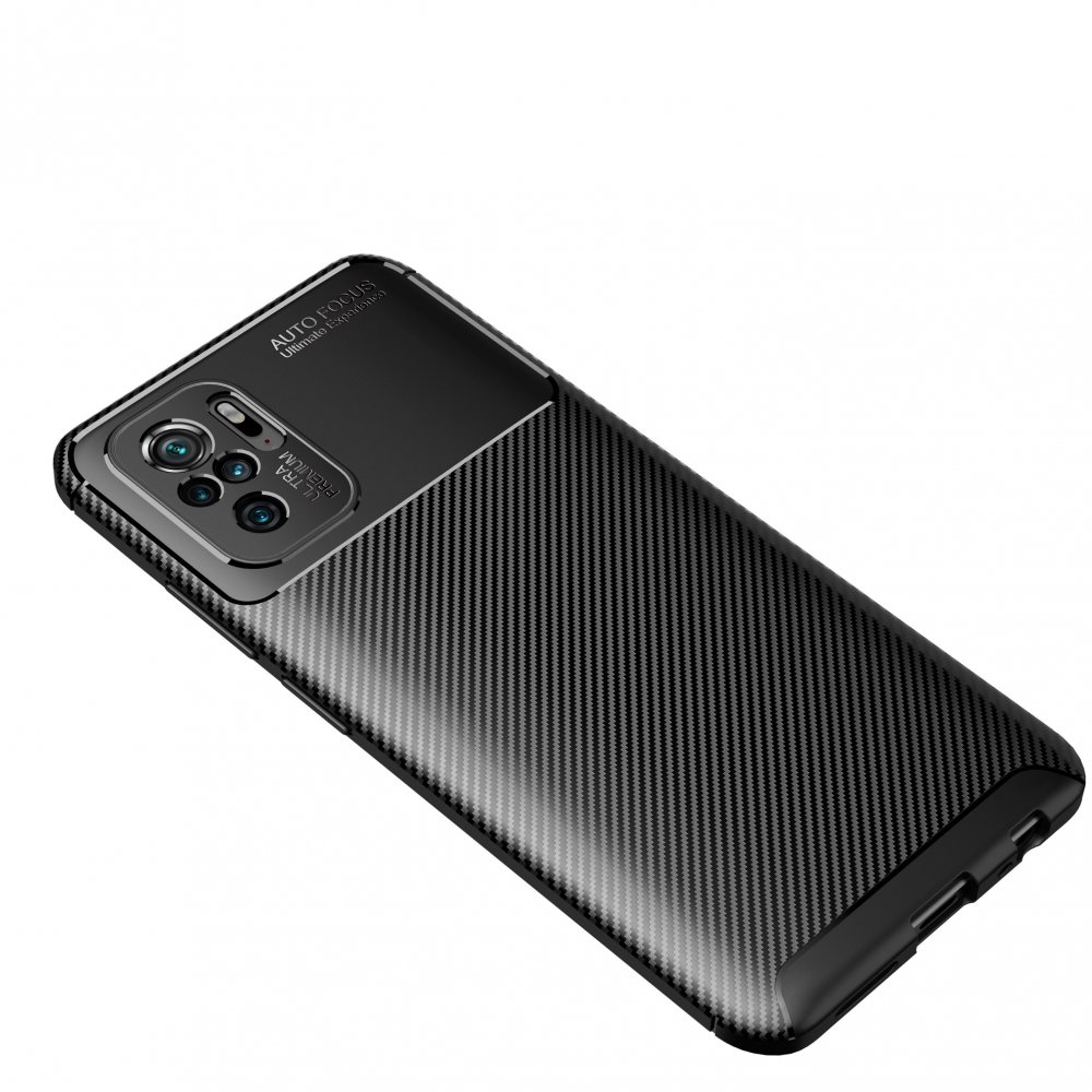 Newface Xiaomi Poco M5s Kılıf Auto Focus Karbon Kapak - Siyah