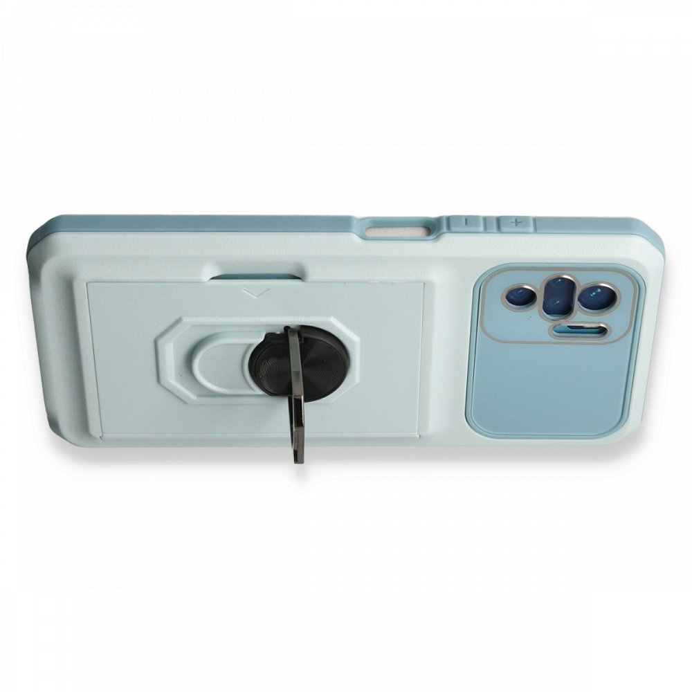 Newface Xiaomi Poco M5s Kılıf Klik Yüzüklü Kartvizitli Silikon - Yeşil