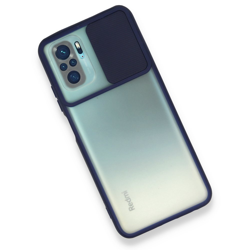 Newface Xiaomi Poco M5s Kılıf Palm Buzlu Kamera Sürgülü Silikon - Lacivert