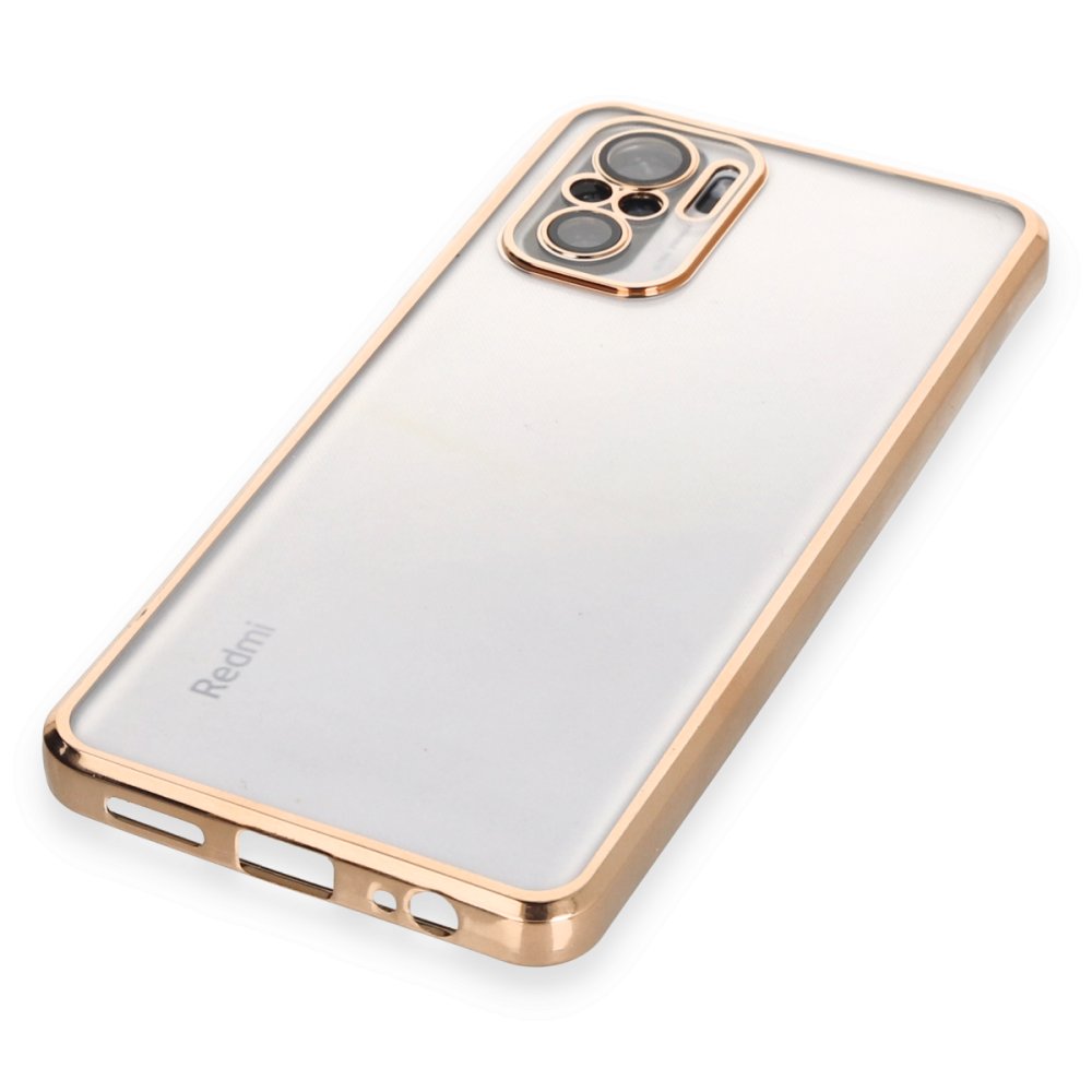 Newface Xiaomi Redmi Note 10 Kılıf Razer Lensli Silikon - Gold