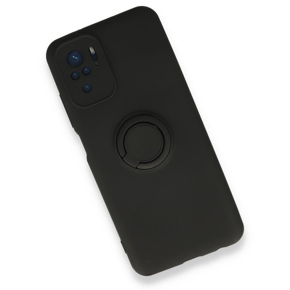 Newface Xiaomi Redmi Note 10 Kılıf Viktor Yüzüklü Silikon - Siyah