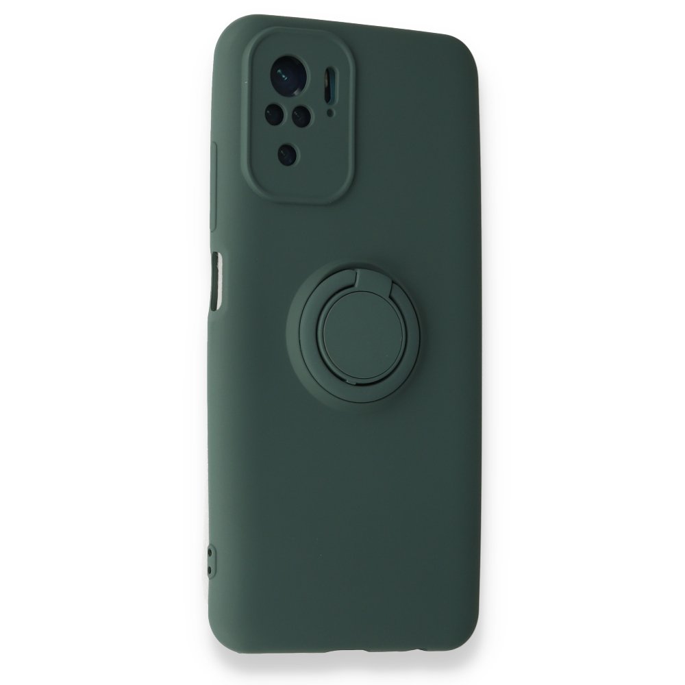 Newface Xiaomi Redmi Note 10 Kılıf Viktor Yüzüklü Silikon - Yeşil