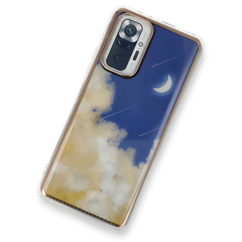 Newface Xiaomi Redmi Note 10 Pro Kılıf Çiçekli Silikon - Lacivert