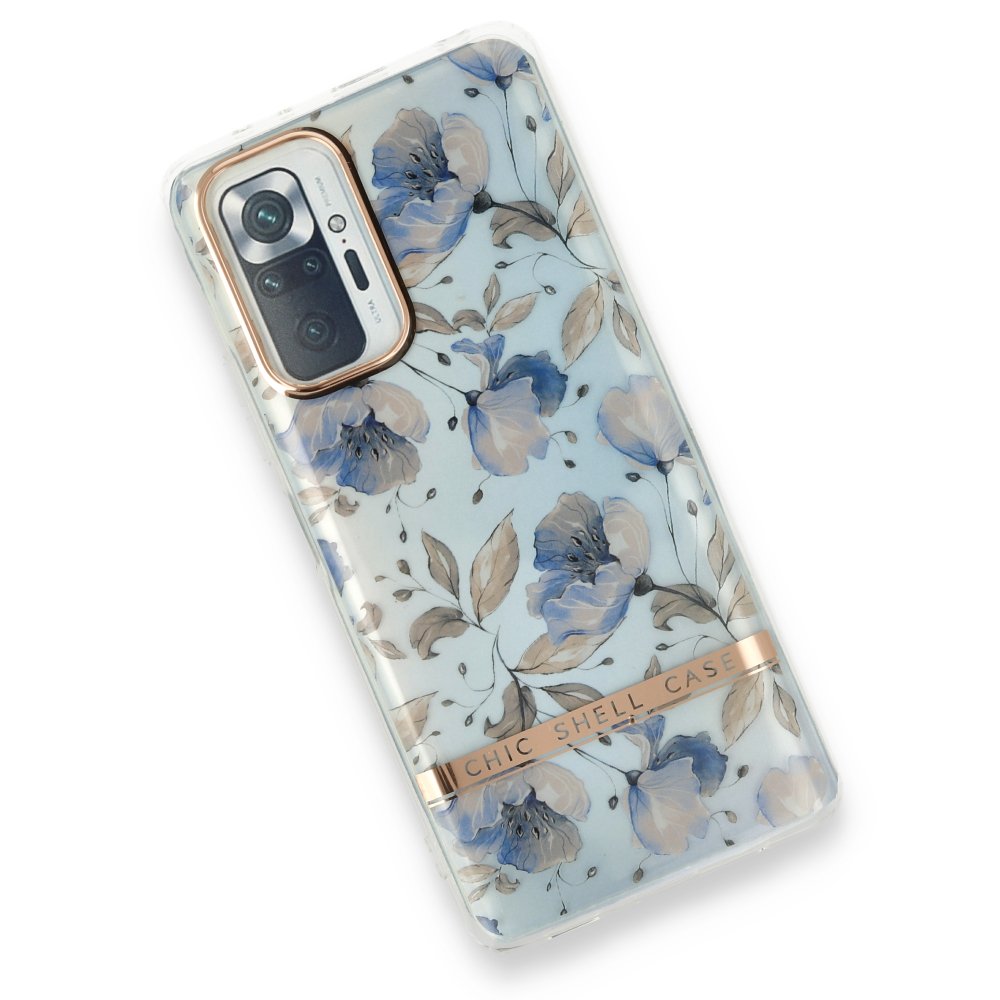 Newface Xiaomi Redmi Note 10 Pro Kılıf Çiçekli Silikon - Lila