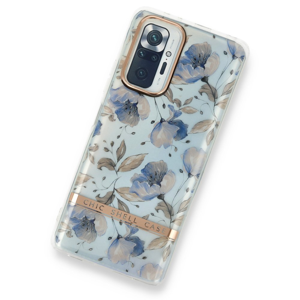 Newface Xiaomi Redmi Note 10 Pro Kılıf Çiçekli Silikon - Lila