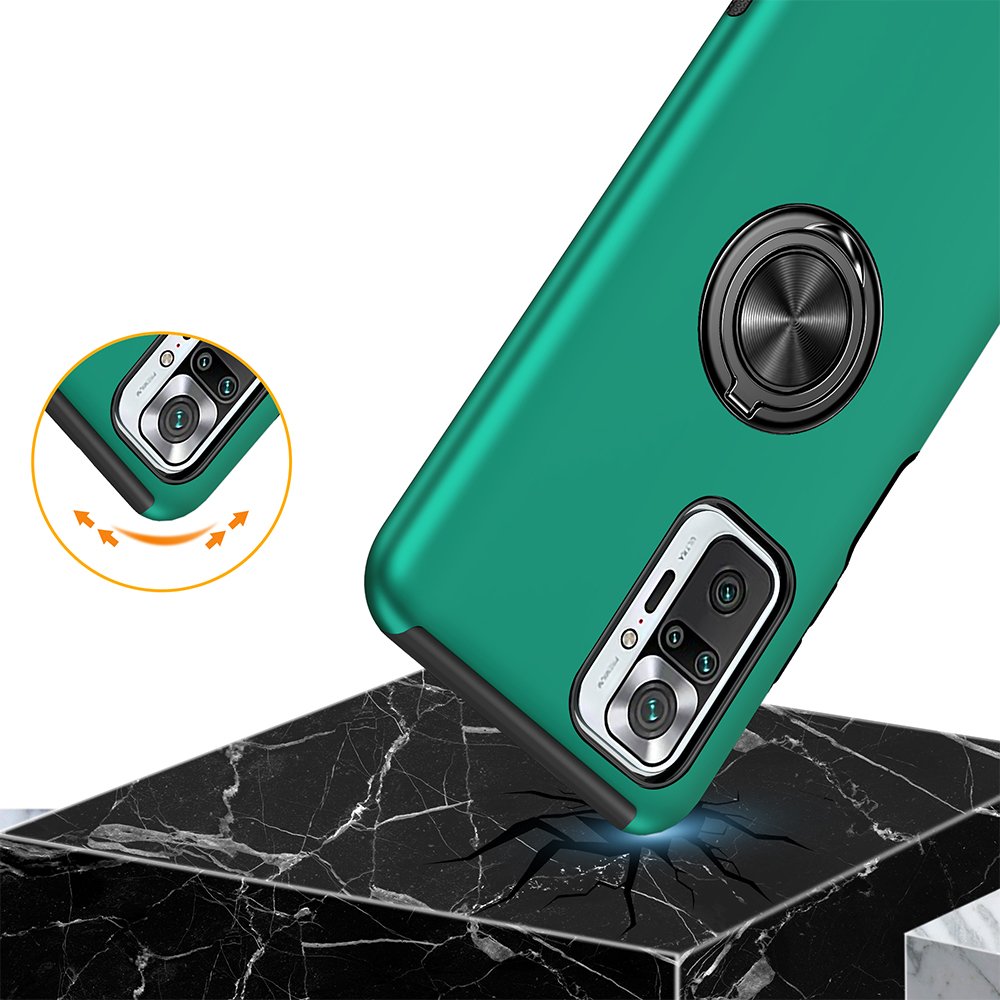 Newface Xiaomi Redmi Note 10 Pro Kılıf Elit Yüzüklü Kapak - Yeşil