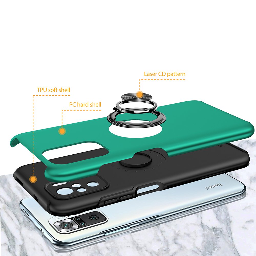 Newface Xiaomi Redmi Note 10 Pro Kılıf Elit Yüzüklü Kapak - Yeşil
