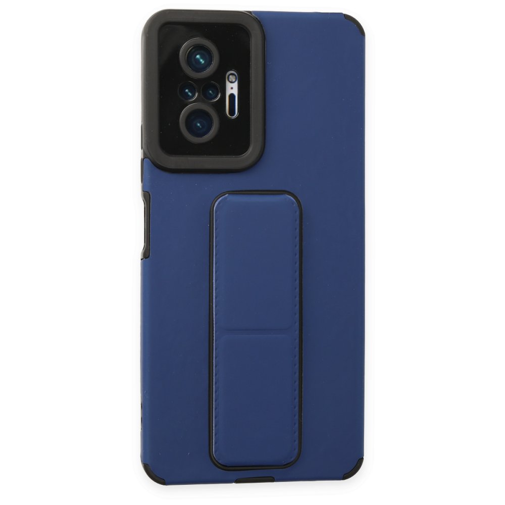 Newface Xiaomi Redmi Note 10 Pro Kılıf Mega Standlı Silikon - Mavi