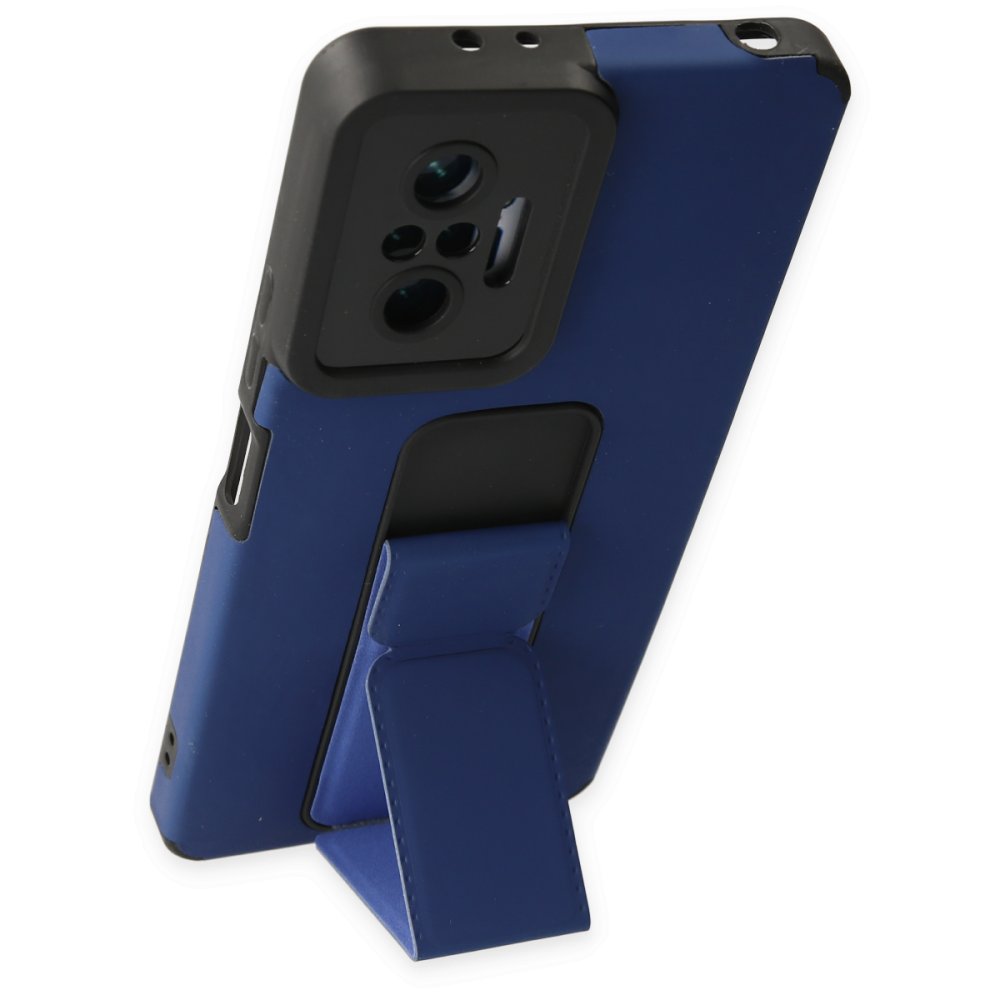 Newface Xiaomi Redmi Note 10 Pro Kılıf Mega Standlı Silikon - Mavi