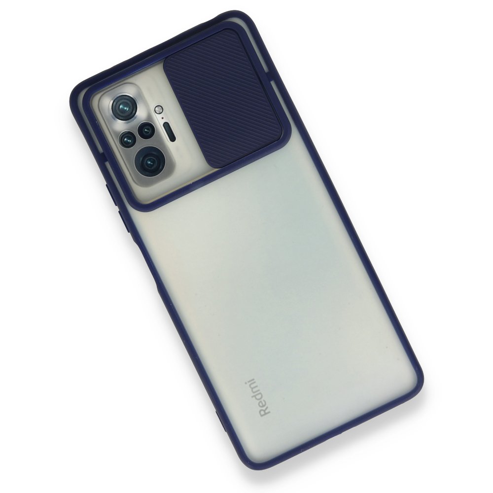 Newface Xiaomi Redmi Note 10 Pro Kılıf Palm Buzlu Kamera Sürgülü Silikon - Lacivert