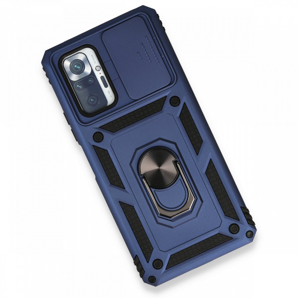 Newface Xiaomi Redmi Note 10 Pro Kılıf Pars Lens Yüzüklü Silikon - Lacivert