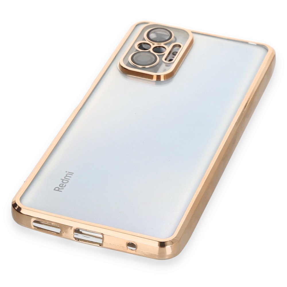 Newface Xiaomi Redmi Note 10 Pro Kılıf Razer Lensli Silikon - Gold