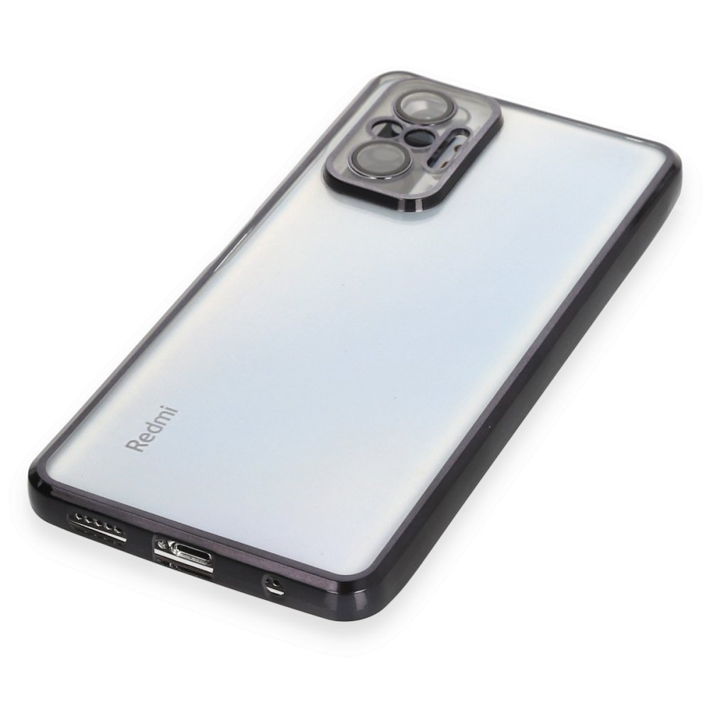 Newface Xiaomi Redmi Note 10 Pro Kılıf Razer Lensli Silikon - Siyah