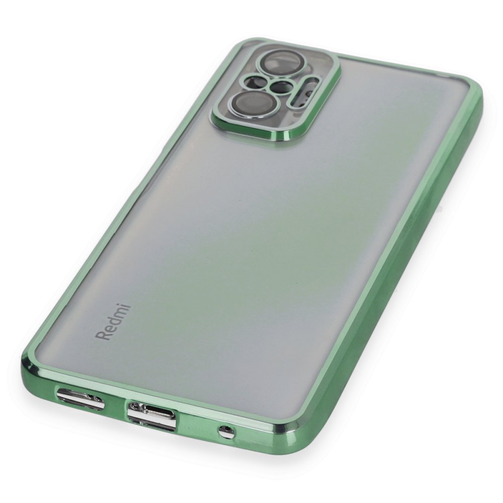Newface Xiaomi Redmi Note 10 Pro Kılıf Razer Lensli Silikon - Yeşil