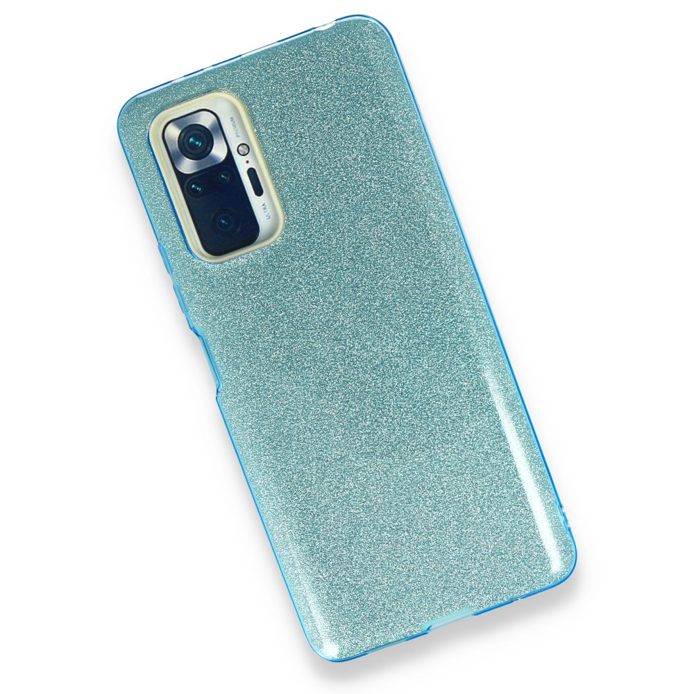 Newface Xiaomi Redmi Note 10 Pro Kılıf Simli Katmanlı Silikon - Turkuaz