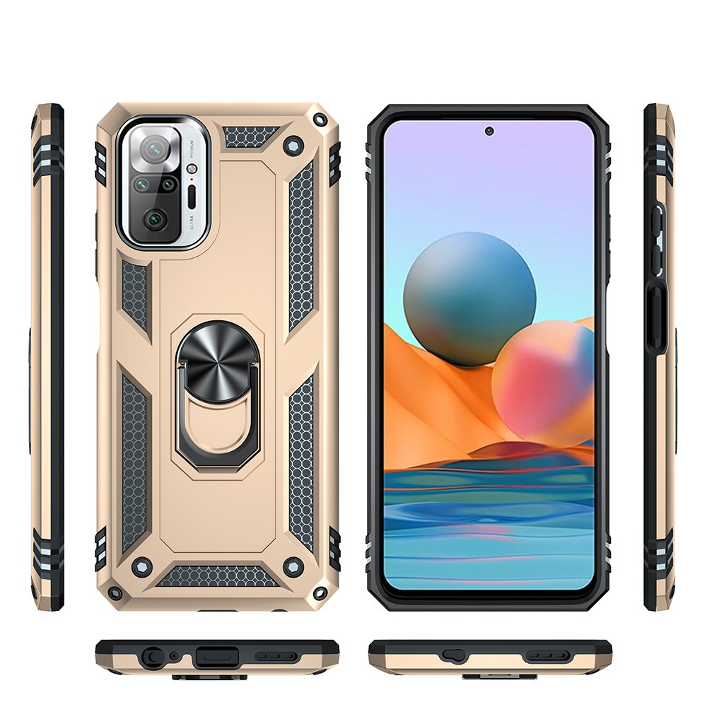 Newface Xiaomi Redmi Note 10 Pro Kılıf Sofya Yüzüklü Silikon Kapak - Gold