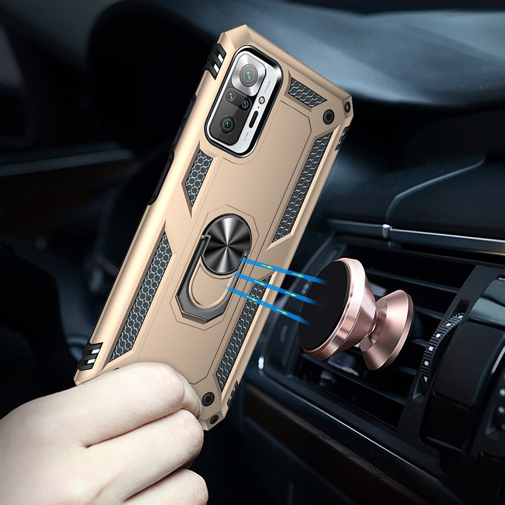 Newface Xiaomi Redmi Note 10 Pro Kılıf Sofya Yüzüklü Silikon Kapak - Gold