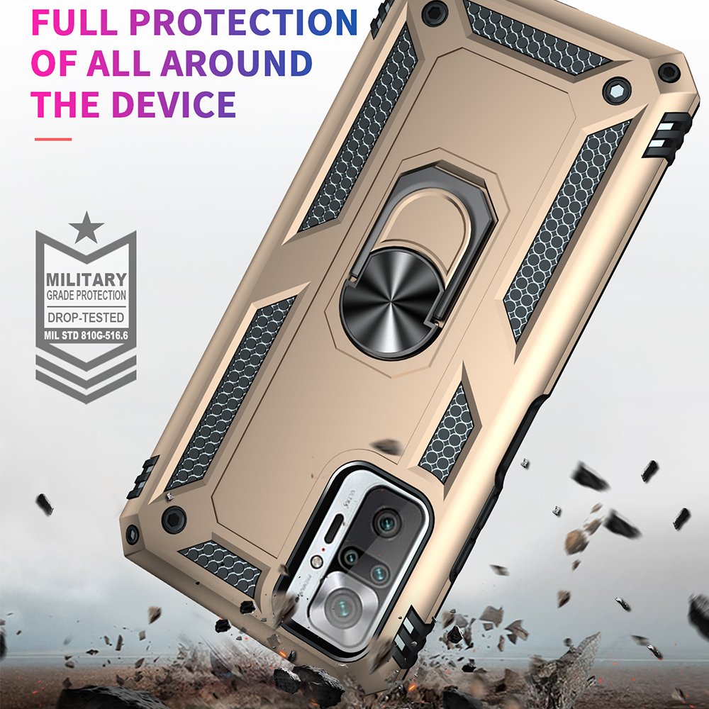 Newface Xiaomi Redmi Note 10 Pro Kılıf Sofya Yüzüklü Silikon Kapak - Gold