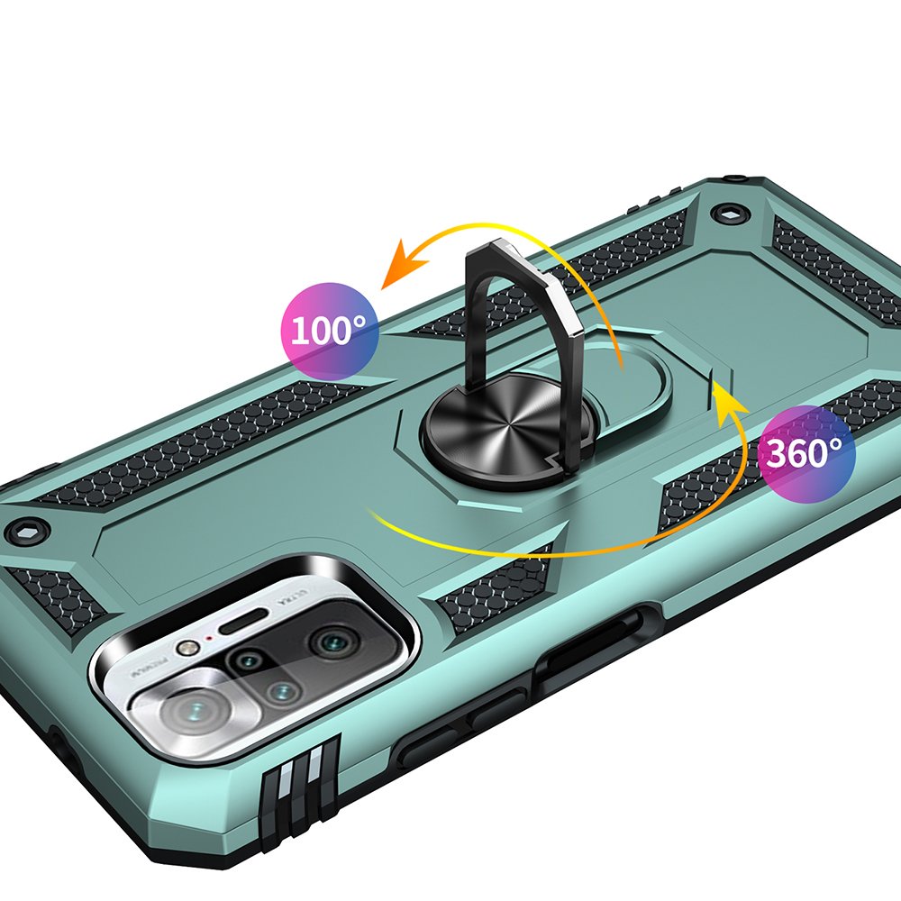 Newface Xiaomi Redmi Note 10 Pro Kılıf Sofya Yüzüklü Silikon Kapak - Yeşil