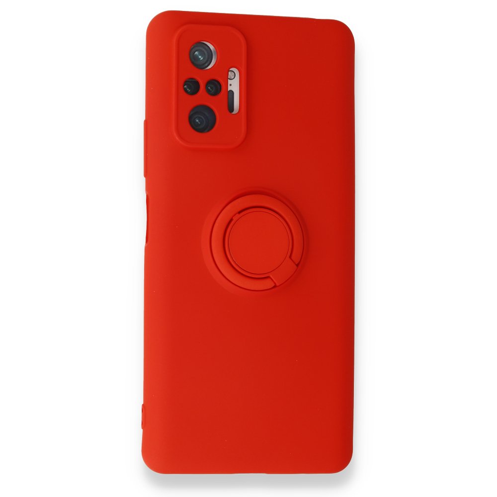 Newface Xiaomi Redmi Note 10 Pro Kılıf Viktor Yüzüklü Silikon - Kırmızı