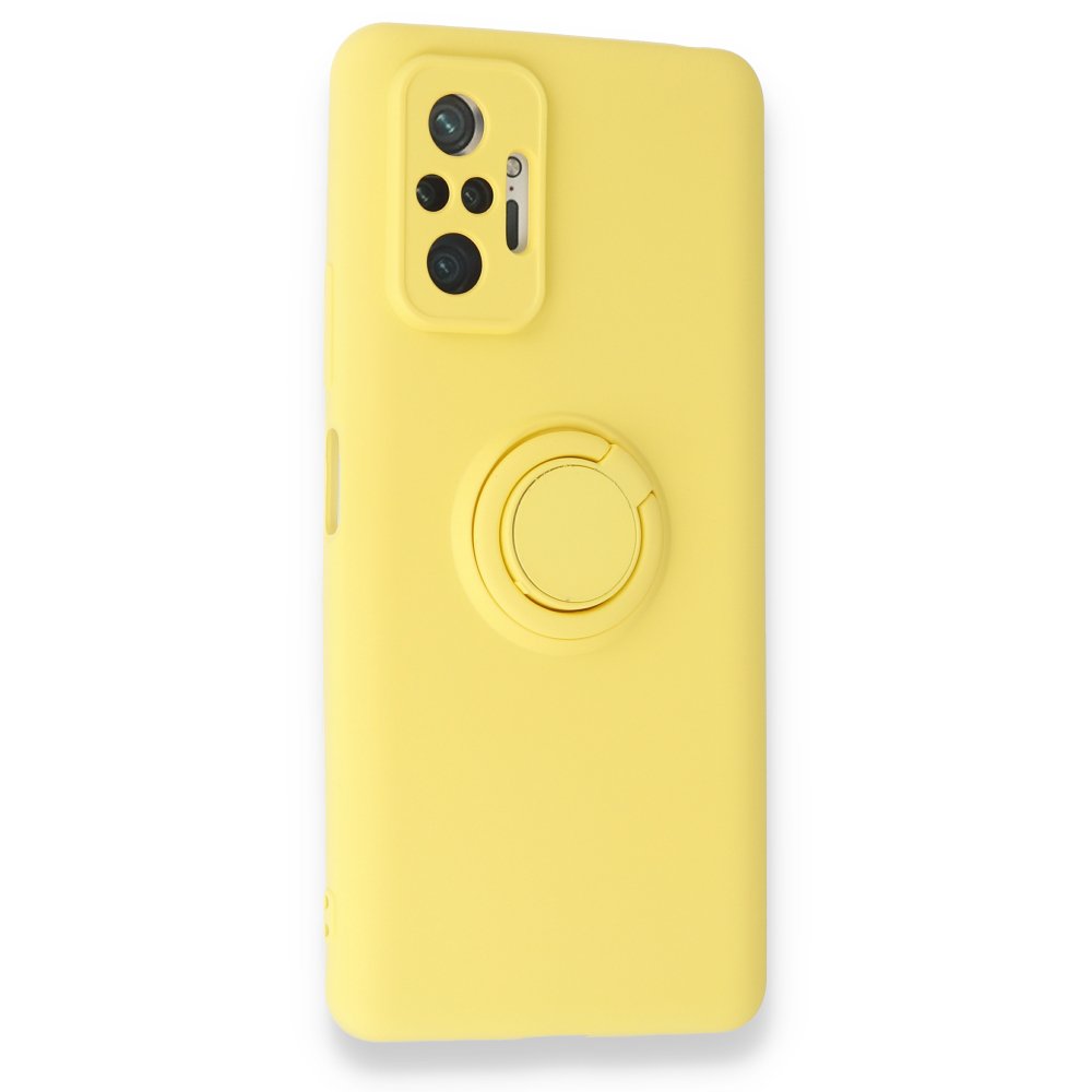 Newface Xiaomi Redmi Note 10 Pro Kılıf Viktor Yüzüklü Silikon - Sarı