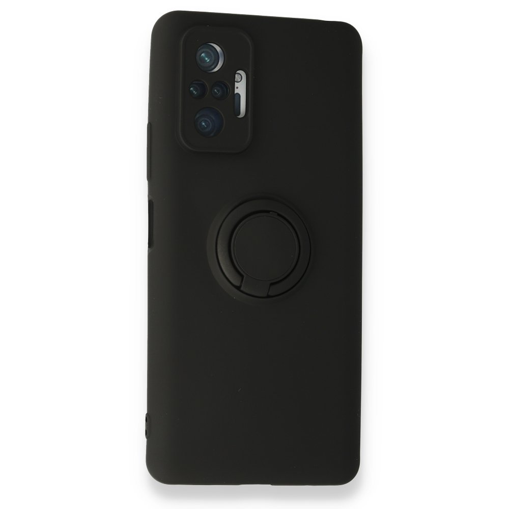 Newface Xiaomi Redmi Note 10 Pro Kılıf Viktor Yüzüklü Silikon - Siyah