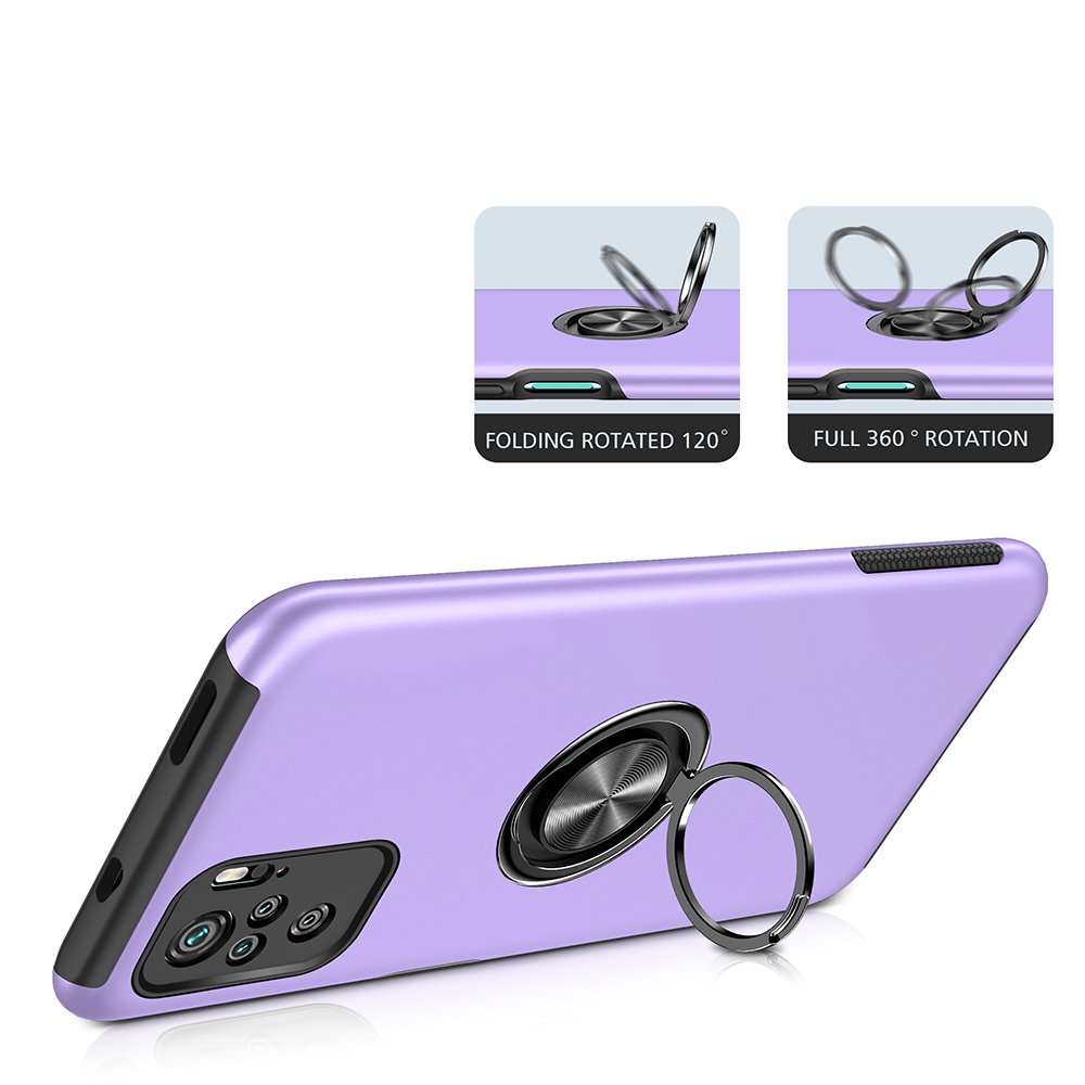 Newface Xiaomi Redmi Note 10S Kılıf Elit Yüzüklü Kapak - Mor