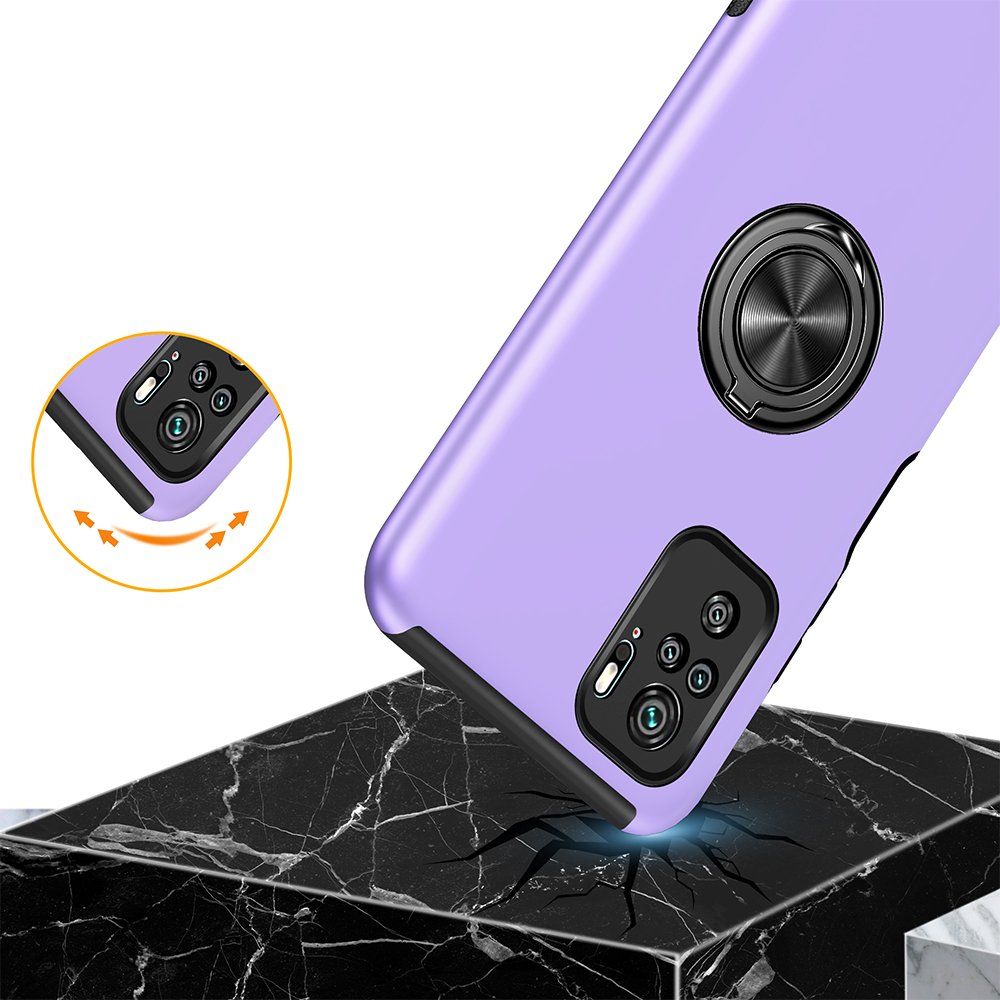 Newface Xiaomi Redmi Note 10S Kılıf Elit Yüzüklü Kapak - Mor