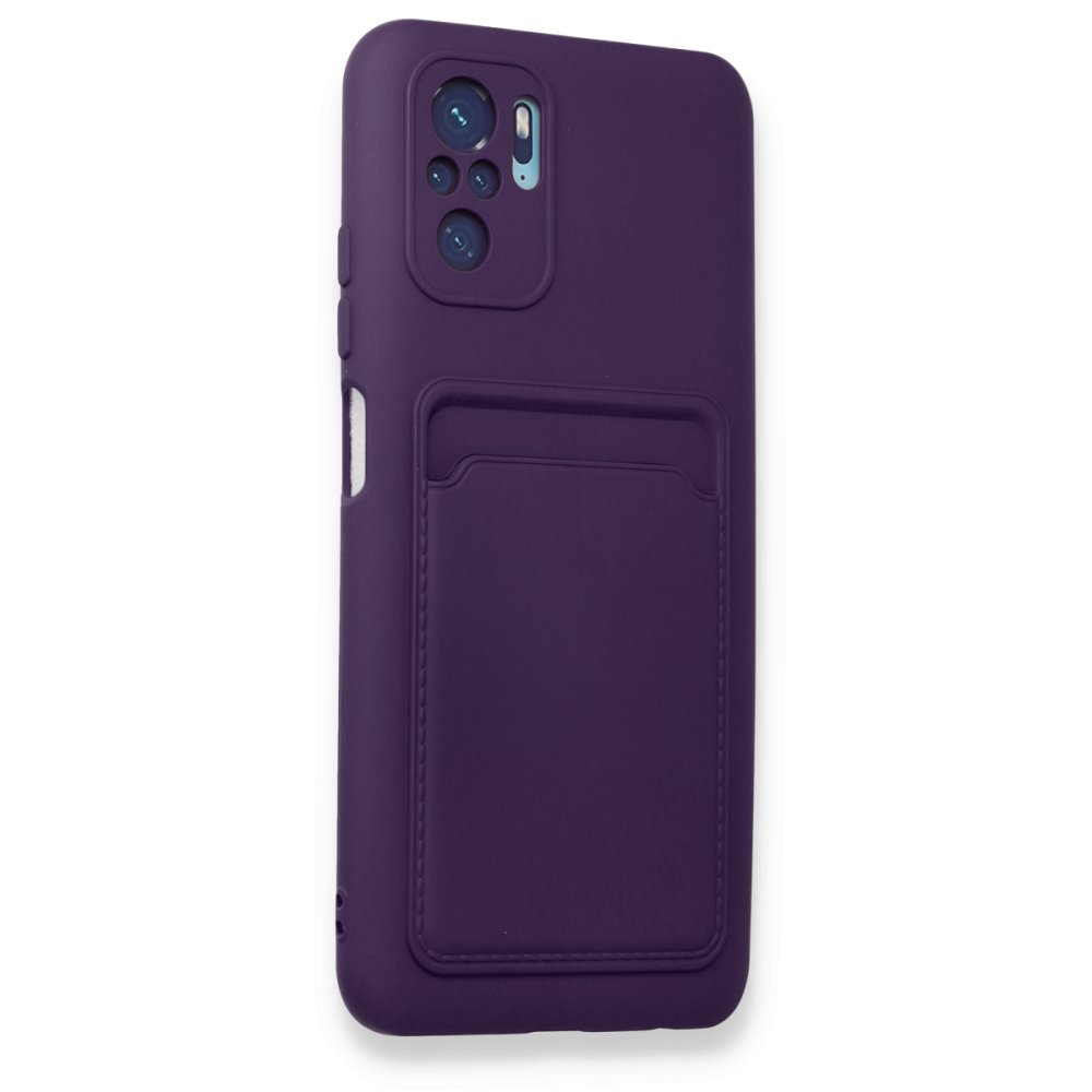 Newface Xiaomi Redmi Note 10S Kılıf Kelvin Kartvizitli Silikon - Derin Mor