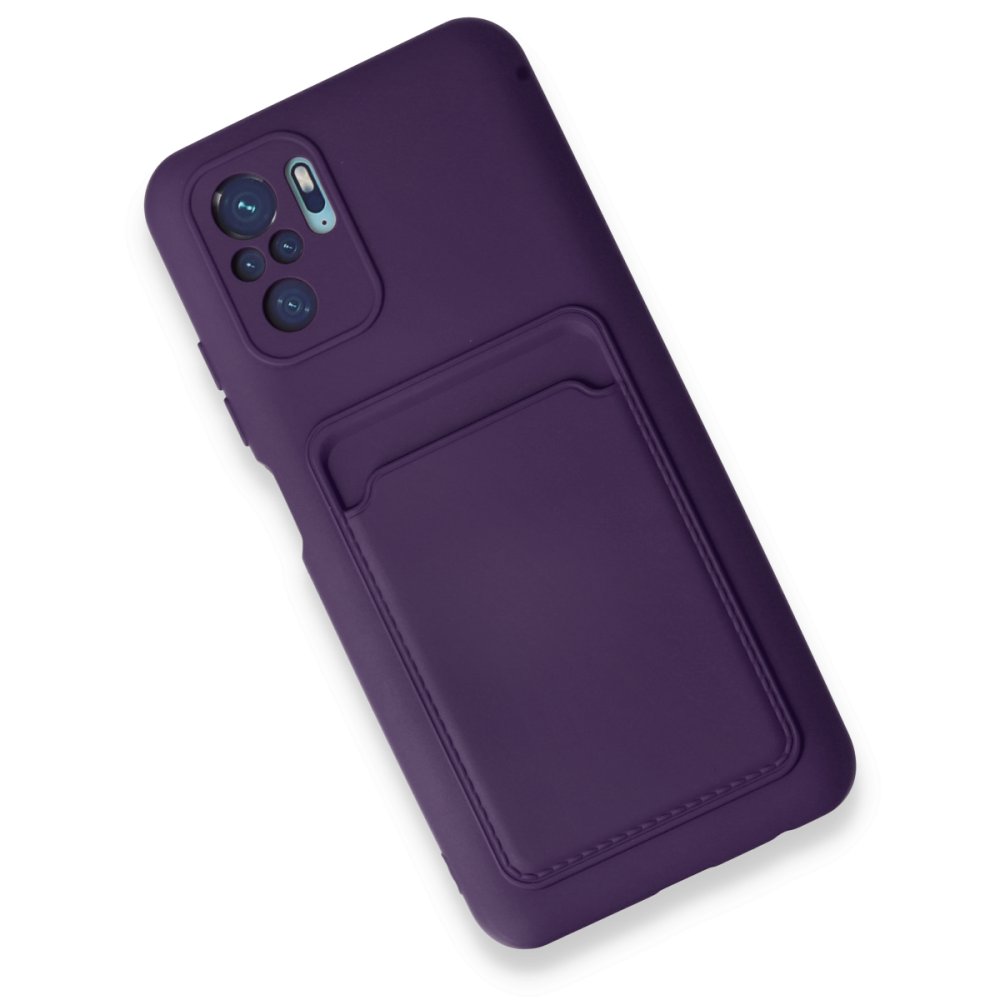 Newface Xiaomi Redmi Note 10S Kılıf Kelvin Kartvizitli Silikon - Derin Mor