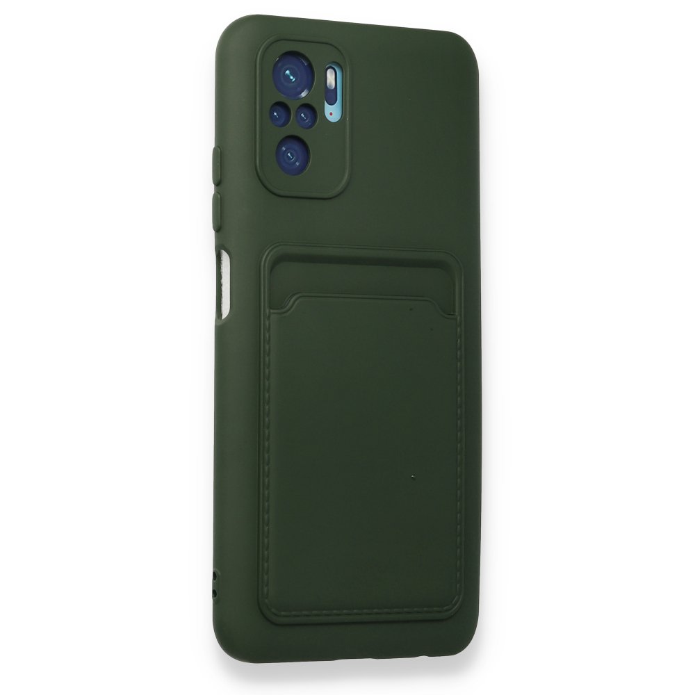 Newface Xiaomi Redmi Note 10S Kılıf Kelvin Kartvizitli Silikon - Koyu Yeşil