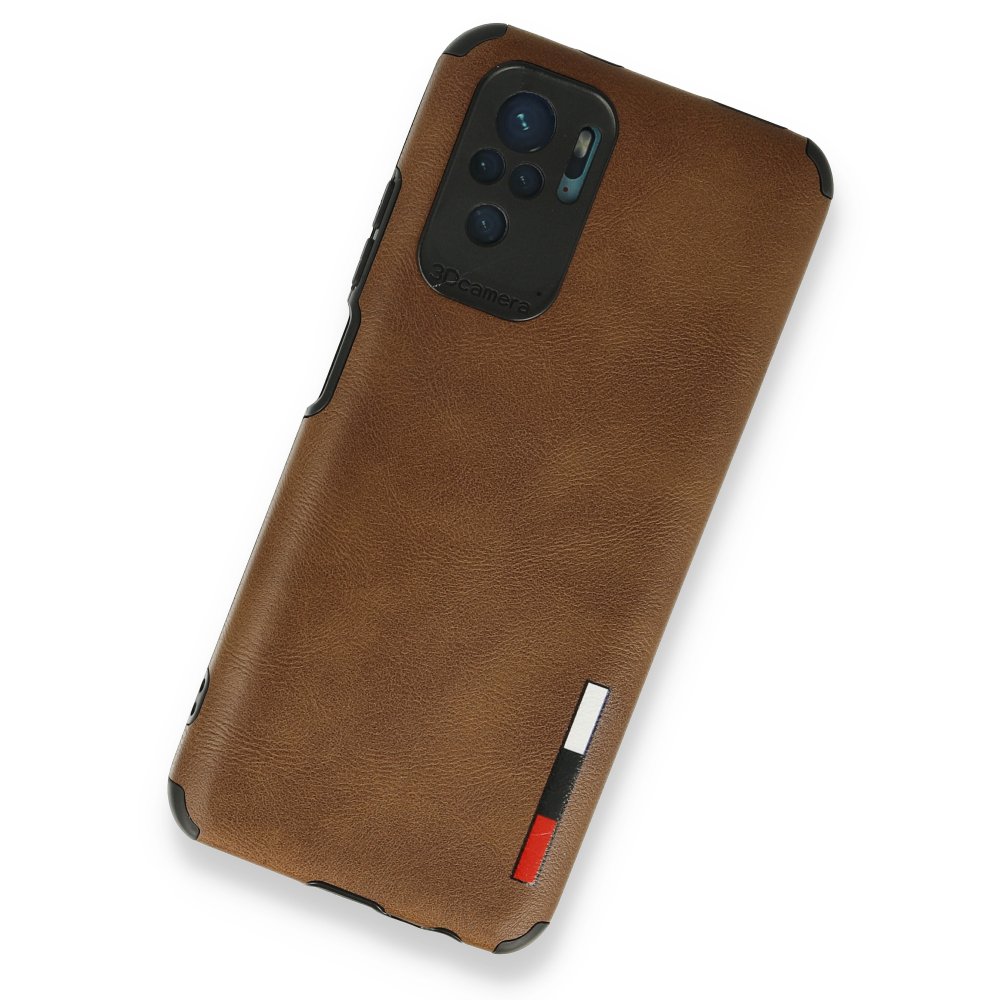 Newface Xiaomi Redmi Note 10S Kılıf Loop Deri Silikon - Kahverengi